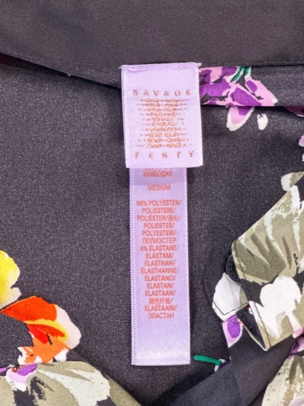 Savage X Fenty Women Night Blooms Satin Sleep Shirt Floral Medium